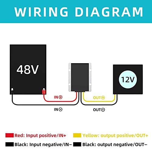 DC 36V/48V Step Down to 12V 30A 360W Converter Regulator Power Supply Module Buck Transformer, Waterproof Voltage Reducer for Golf Cart, forklifts Car