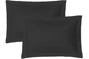 iMaylex Soft and Breathable 100% Egyptian Cotton Envelope Pillow Shams, Silk Like and Cozy Decorative Pillow Covers, Set of 2, Black, King