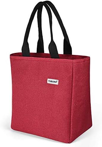 VARANO Insulated Lunch Box Reusable Lunch Bag Tote Cooler Organizer Bag for Women Man with Leakproof Liner (Burgundy)