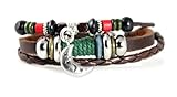 Moon and Stars Beaded Leather Zen Bracelet Adjustable Fits 5.5 to 8 Inches in Gift Box