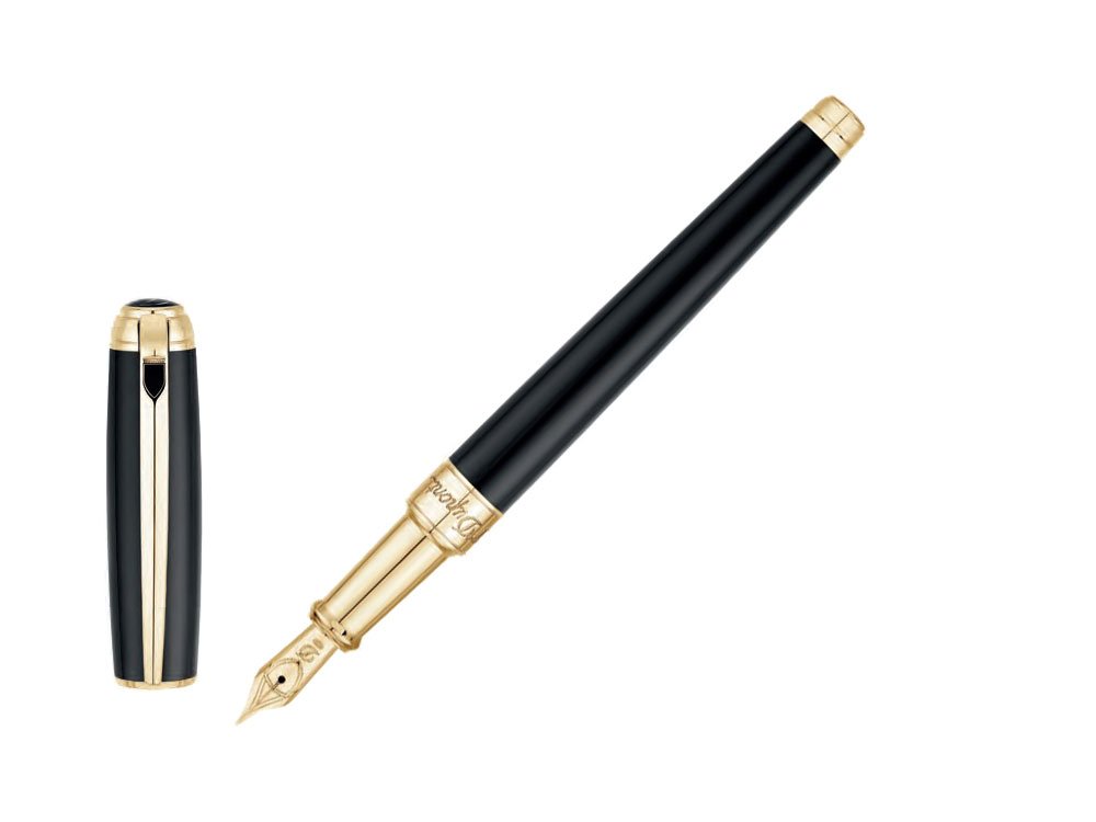 S.T. Dupont Line D Medium Fountain Pen Black/Gold