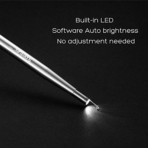 Supereyes Digital LED Otoscope - Wireless WiFi Microscope Ear Pick 2019 Stainless 3.5mm Diameter Curette Earwax Removal Cleaner Kit Inspection Camera with LED Lights for iOS and Android