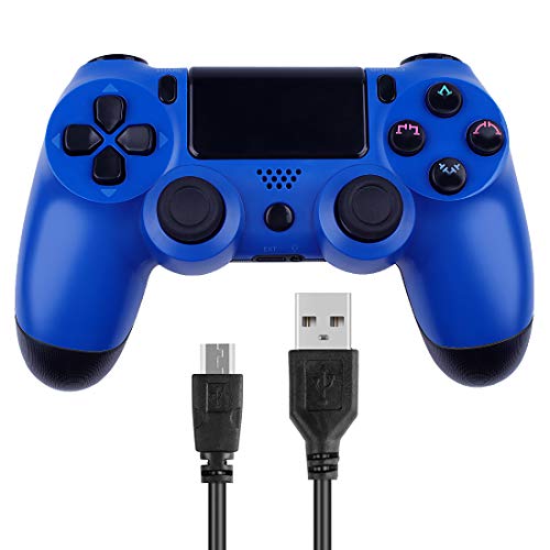 Kogoda Wireless Bluetooth Controllers Joystick Gamepad for PS4 Playstation 4 Double Shock Compatible with Windows PC & Android OS – Bundled with USB Charge Cord (Blue)