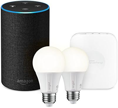 Echo (2nd Generation) - Charcoal Fabric + SmartThings Hub + 2 Element Smart Bulbs