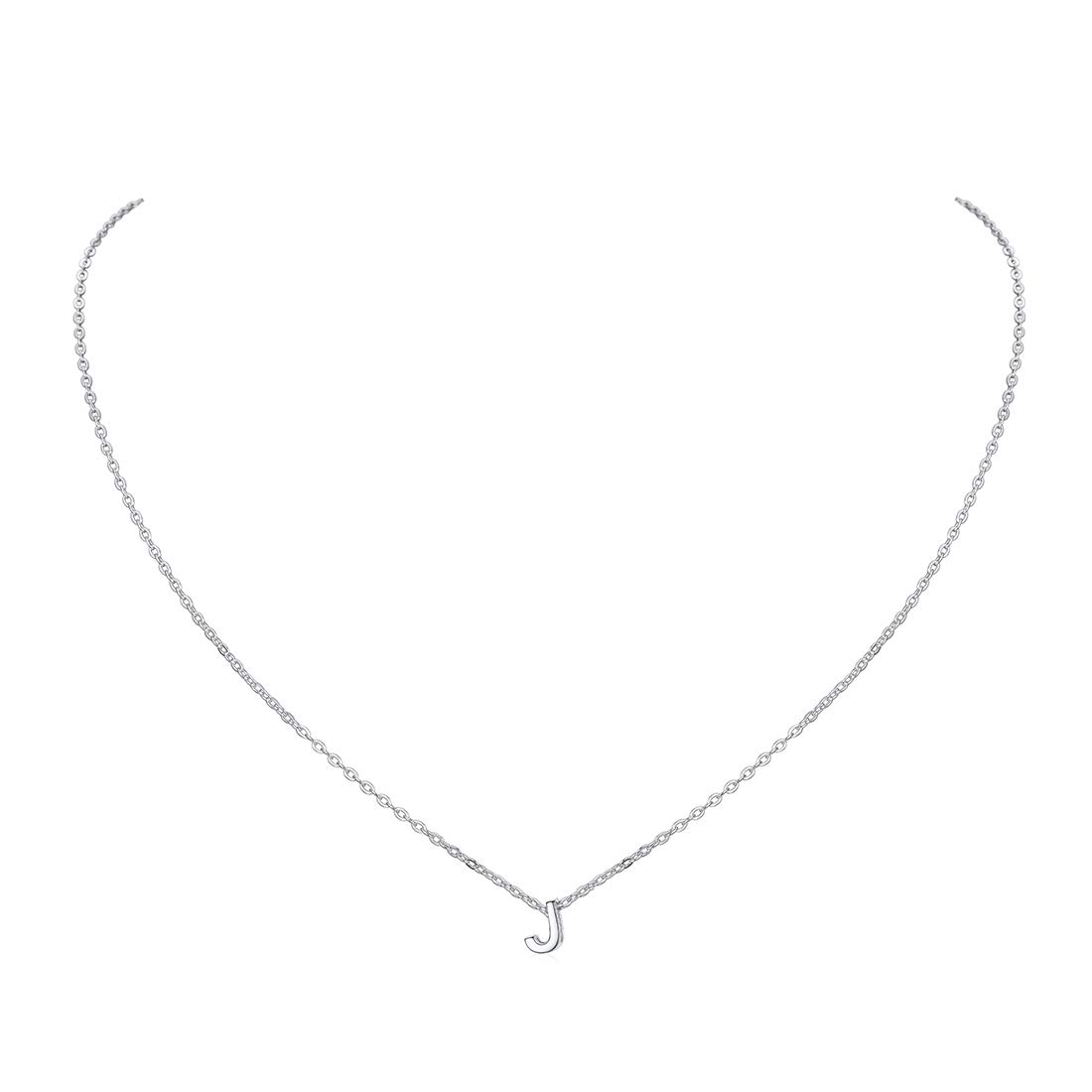 ChicSilver Silver Necklaces for Women 925 Sterling Silver Name Necklace Delicate Minimal Tiny Letter J Pendant Jewellery for Sisters
