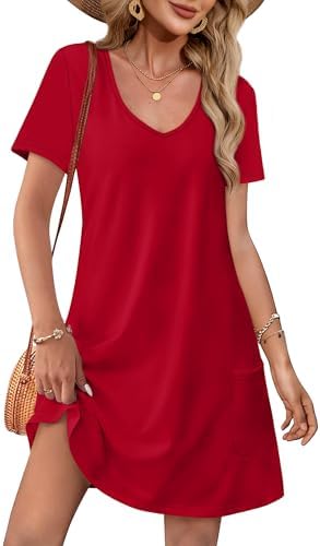 t-shirt formal dress Real Essentials 3 Pack Womens Casual Short Sleeve Maxi T-Shirt Dress with Slit (Available In Plus Size)