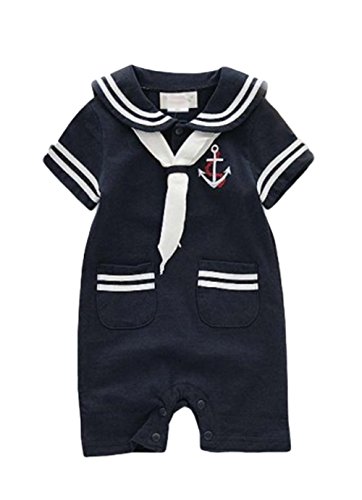 AvaCostume Baby Boys Navy Uniform One-piece Romper