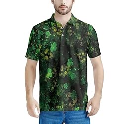 HUGS IDEA Green Shamrock Mens Shirt Short Sleeve