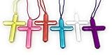 New and Improved 96 Bulk Plastic Crystal Cross Pendant on Cord - New And Improved Packaging