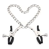 Oomph! Fantasy Nipple Clamps Breast Clamps with Metal Chain Silver + Black