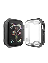UBOLE - Juego de 2 carcasas protectoras para Apple Watch de 1.654 in, una suave cubierta de TPU negra y una funda protectora para iWatch tanto para Apple Watch Series 3, Series 2 (1.496 in), color negro, 42mm