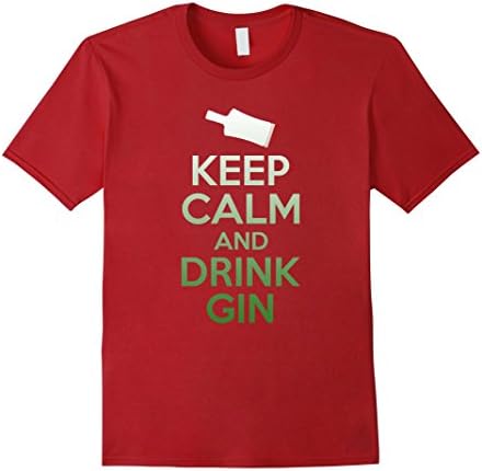 Men's Keep Calm And Drink Gin T-Shirt - Funny Drinking Tee Large Cranberry