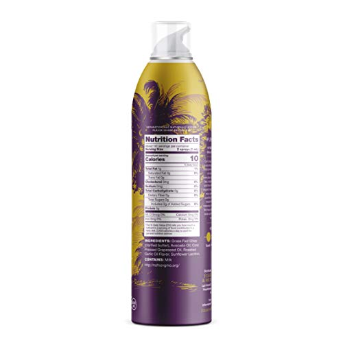 Garlic Grass-Fed Ghee Cooking Spray By 4th & Heart, High Heat, Non-Gmo Verified Hybrid Oil, Certified Paleo & Keto, Lactose Free, 5 Oz