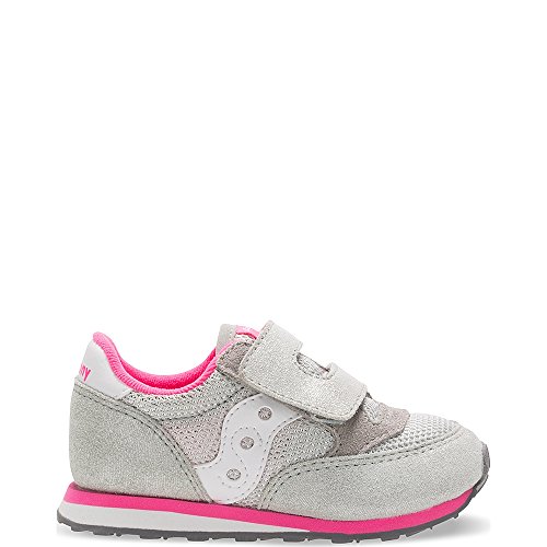 Saucony Jazz Hook & Loop Sneaker (Toddler/Little Kid), Silver/Pink, 5.5 M US Toddler