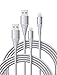 XCENTZ iPhone Charger 6ft 2 Pack, MFi Certified Lightning Cable Nylon Braided High-Speed Data Sync Cord with Metal Connector for iPhone 11/11 Pro/Pro max/X/XS/XR/XS Max, iPad Mini/Air, Silver
