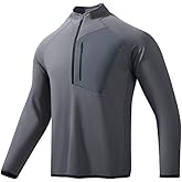 QISENWEI Men's Quarter Zip Pullover Long Sleeve Shirt - Moisture Wicking, Quick Dry Athletic & Casual for Running, Golf