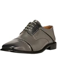 LIBERTYZENO Kids Walking Shoes Lizard Print Genuine Leather Lace Up Gliders (Toddler/Little Kid/Big Kid) Grey/Black