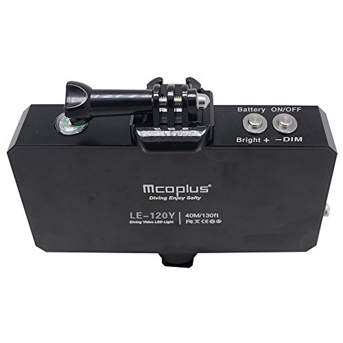 Mcoplus LE-120Y 25M /82ft 5500K Waterproof Video LED Underwater light Diving Lamp for Digital Gopro Camera,Campass,Gopro Mount and Camera Hot Shoe Mount with Built-in Lithinum Battery - Thumbnail 2