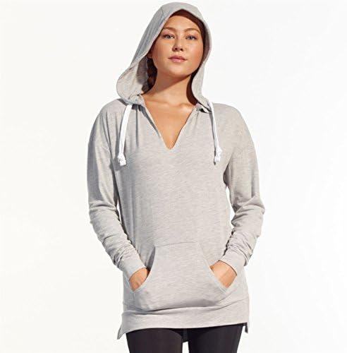 SportFX Womens Plain Hoody Performance Hoodie Hooded Top Lightweight Kangaroo Grey MARL 12 (M)