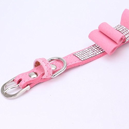 Ninasill Clearance Deal ! Pet Collar, Hot Cute Exquisite Adjustable Bowknot Diamond Dog Puppy Pet Collars (XS, Pink) - Thumbnail 2
