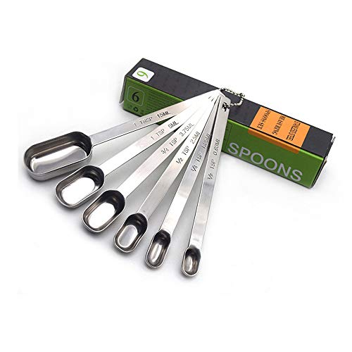 Connyam Set of 6 Professional Heavy Duty Stainless Steel Kitchen Measuring Spoons, Measuring Dry and Liquid Ingredients, for Baking Cooking and Medicine - Thumbnail 5