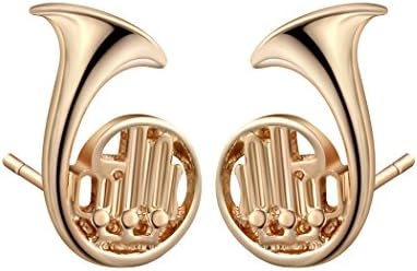 Tiny French Horn Shaped Stud Earrings Vintage Antique Jewelry for Music Lover's Gift