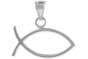 CLADDAGH GOLD 925 Sterling Silver Horizontal Ichthus Charm Christian Fish Pendant
