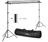 Emart Triple Crossbar 10 ft Wide 8.5 ft Height Backdrop Stand, Photo Video Studio Heavy Duty Adjustable Photography Muslin Background Support System Kit - 3 in 1 Multi Backdrop Stand