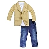 Big Elephant 3 Pieces Kid Boys Shirt Jacket Jeans Set Toddler Pants Clothing D99