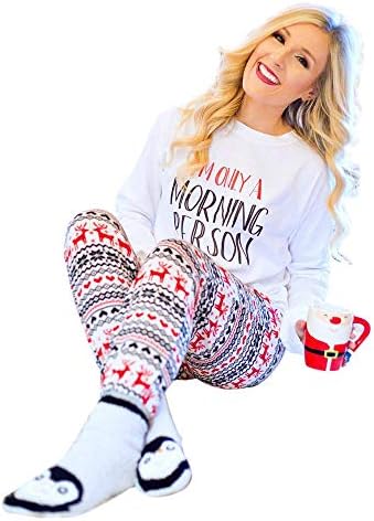 Bonkkara Christmas Womens Long Sleeve Shirts Letter Print Pajamas Party Tops