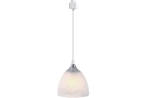 Kiven H-Type Track Pendant Lighting with Frosted White Finish Glass Shade, Dimmable Track Mount Pendant Lighting Fixtures for Kitchen Island Restaurant Kitchen Sink, 1 Pack