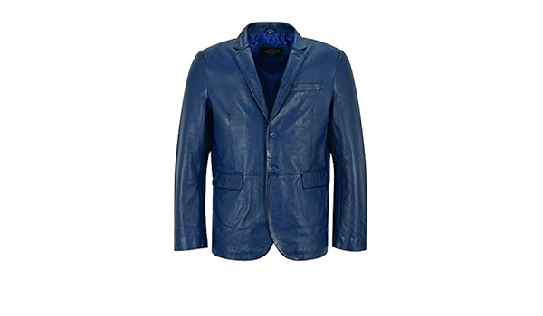 blue leather blazer