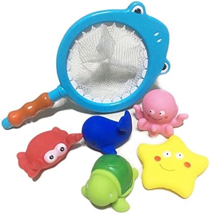 SKYRI Kids Bath Water Toys Fishing Net and Floating Animals Toy for Children Toddlers