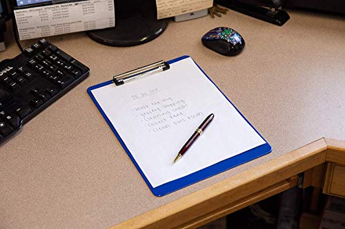 Plastic Clipboards (Set of 12) Multi Pack Clipboard (Blue) Strong 12.5 x 9 Inch | Holds 100 Sheets! Acrylic Clipboards with Low Profile Clip | Cute Clip Boards Board Clips