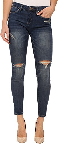 Denim Crop Ripped Knee Skinny Jeans 