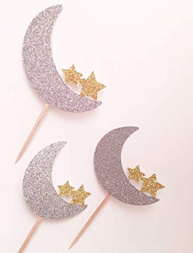 Amazon Com Atelier Elegance Moon And Star Cupcake Toppers