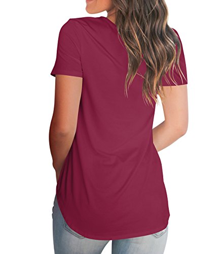 Gepoetry Basic Tshirts For Women Short Sleeve T-Shirt Tops Casual Loose Tees (0-Burgundy, Small)