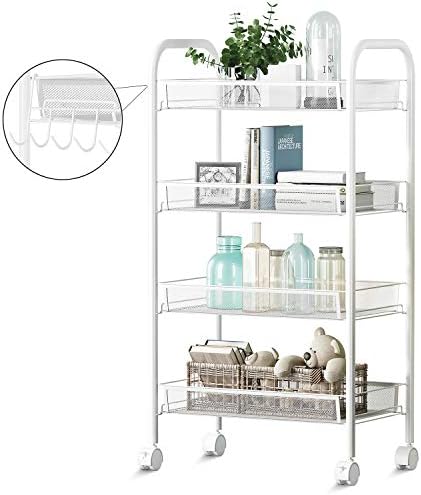 GBlife 4 Tier Shelving Units Metal Wire Shelving Unit Storage Rack in Bedroom, Office, Kitchen, Bathroom, Capacity 60 kg, 53 cm x 30 cm x 1.06 m (4 Tier)