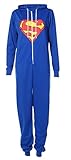 Crazy Girls Womens Superman Batman Logo Print Ladies Hoody Jumpsuit (M/L-US10/12, Superman)