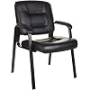 Amazon Basics Classic Faux Leather Office Desk Guest Chair with Metal Frame – Black