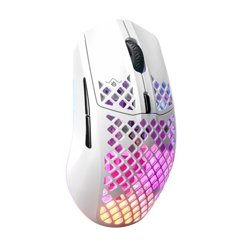 SteelSeries Aerox 3 Wireless - RGB Gaming Maus mit Öffnungen in der Oberfläche - Federleichtes, wasserabweisendes Design - Optischer TrueMove Air-Sensor mit 18.