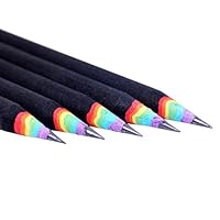 YunZyun Wood Rainbow Colored Pencils （5pcs）,Black and White Wood Rainbow Pencils ，School Office Stationery for Beginners, Adults, Students Art Drawing, Coloring, Sketching (White) (Black)