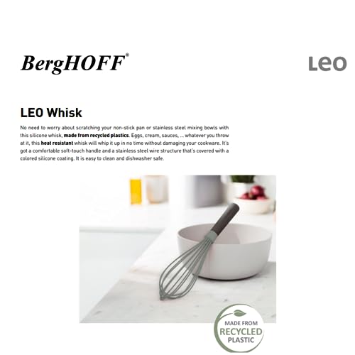 BergHOFF Silicone Handle 11" Stainless Steel Whisk | Made with Eco-Friendly Recycled Plastic | Dishwasher-Safe | Easy to use & Clean | Essential Kitchen Tool 2
