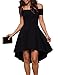 Farktop Women's Large Swallowtail Dress of Maxi Off Shoulder Short Skirt Black Medium