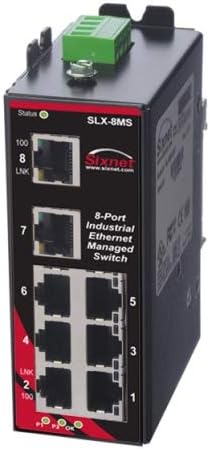 Sixnet 8 ports; managed; 5 FE RJ45 Standard Industrial Ethernet Managed and Ring DIN-Rail Switches. Model: SLX-8MS-1