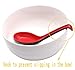 Large Japanese Soup Spoons Red and Black with Long Handle, Set of 8