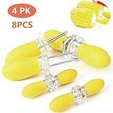 Libloop Corn Holders Interlocking Jumbo Corn Forks -Set Of 8pcs, 4 Pairs - Perfect For Home Cooking And BBQ - Large Handle Pin Grips