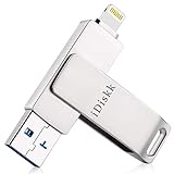 iDiskk 32GB USB 3.0 Flash Drive for iPhone iPad Lightning External Storage Memory Stick Expansion for iPad iOS PC Macbook,Touch ID Encryption,Mfi Certified