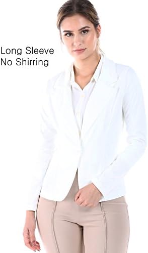 Women's Slim Fit One Button Office Knit Blazer Jacket,Made in USA (Small-3XL) (Small, LongSleeveWhite)