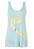 Sidecca Mermaid Floral Gold Foil Silhouette Tank Top